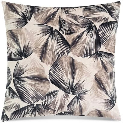 Quantum Interior by Maxland Dekokissen in Samt mit Blätterdesign, 50x50 cm, schwarz-weiß, Reißverschluss, Vliesfüllung, EU-Produktion (40x60 cm) (50x50 cm)