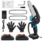 6 Zoll Akku Kettensäge Kompatibel für Makita 18V Akkus, Mini Kettensäge mit Akku und Ladegerät, Akku Motorsäge für Gartenbäumen Astschere Holzschneiden (2*Batterie)