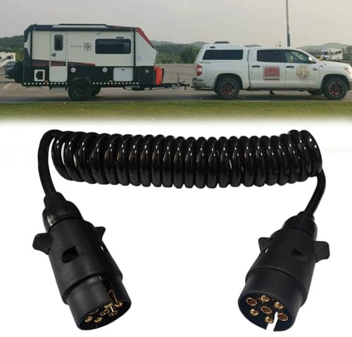 Cavo di Prolunga per Rimorchio Maschio a 7-7 Poli Spina da 3 Metri Cavo Rimorchio Adattatore a Spirale 7 Poli Cavo Adattatore per Rimorchio Cavo di Collegamento per Rimorchio Auto RV Caravan