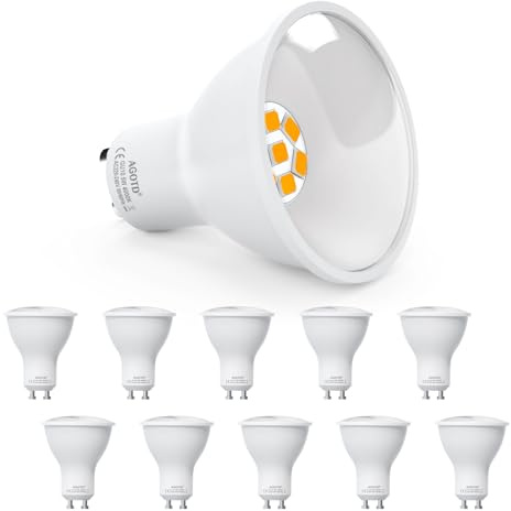 AGOTD GU10 5W LED-Lampa Neutralvitt 4000K 850Lumen Spotljus Erställning för 35W 50W Halogenlampor, LED-Glödlampor inte Dimbar 120° Strålningsvinkel Reflektorlampor 220-240V AC, 10-pack