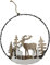 ZauberDeko Metallring Schwarz mit LED Türkranz Haus Tannenbaum Hirsch Natur Weiß Weihnachten Ø20cm, Modell:Modell2