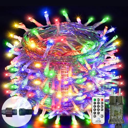 btfarm Luces Arbol Navidad con Mando a Distancia, 20M 200 LED Cadena de Luces 8 Modos Guirnaldas Exterior Interior para Terraza Fiestas Bodas Patio Jardines Decoracion, Multicolor