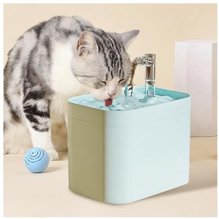 Fontaine à Chat pour Chats céramique Fontaine a Eau Chat Batterie Pile Distributeur d'eau pour détecteur Mouvement Réservoir Transparent Circulation Eau