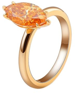 Wedding Ring Pillow Personalised Ringe Frauen Gold Verlobung 14K Gold Moissanit Marquise mit 2 Karat Moissanit Größe 52 (16.6) Beliebt für Tante Neujahr Personalisiert
