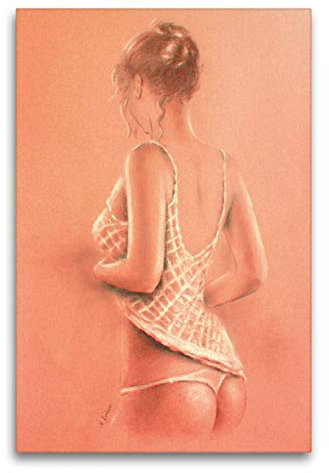 Premium Textil-Leinwand 60 x 90 cm Hoch-Format Schöne Verführung in Dessous, Leinwanddruck von Marita Zacharias