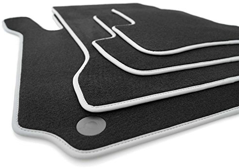 kh Teile Fußmatten W203 S203 C-Klasse Velours Premium Matten Autoteppich, Schwarz Silber, 4-teilig, Neu