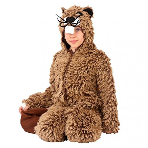 Krause & Sohn Kinderkostüm Biber Overall braun Plüsch Nagetier Tierkostüm Fasching (140)