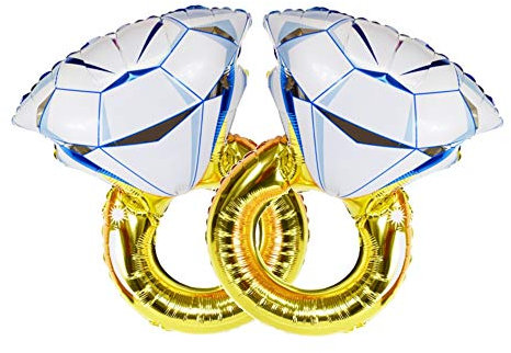 ballonfritz® 2x Diamant Ring Helium Luftballon Set - XXL 70cmx45cmFolienballon-Set als Hochzeit Deko oder Liebes-Überraschung zum Valentinstag oder Heiratsantrag