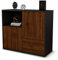Stil.Zeit Sideboard Carina, Korpus anthrazit matt, Front Holz-Design Walnuss (92x79x35cm) Push-to-Open Technik