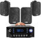 Power Dynamics 4x PD BGO30 3-Inch Black Wall Speakers with Bluetooth Amplifier - Compact Wall Speakers System, Home Audio System