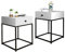 Bedside Tables Set of 2, Modern Bedside Cabinets with Drawer and Metal Frame for Bedroom Living Room 2 White