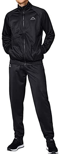 Kappa Trainingsanzug Villos für Herren, bequemer Tracksuit für Sport, Freizeit und Reisen, die Jogginghose & Trainingsjacke sind atmungsaktiv, schnell trocknend, schwarz, Größe L