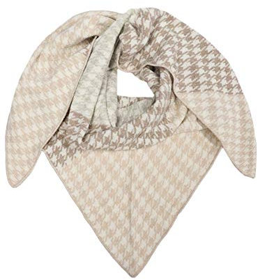 Zwillingsherz Dreieckstuch Stola Schal mit Kaschmir und Wolle für Damen Mädchen Jungen Kinder - Hochwertiges Cashmere Halstuch im Hahnentritt Muster Motiv - Damenschal für Sommer Herbst Winter - beig