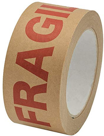 NATEE® - Nastro adesivo in carta resistente, ecologico, completamente riciclabile, carta kraft stampata fragile per imballaggi e scatole | nastri adesivi marroni 50 m x 50 mm di larghezza (1)