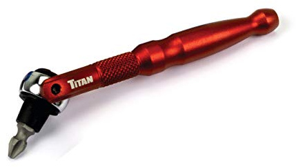 Titan 11321 1/4-Inch Drive 90-Tooth Swivel Head Micro Bit Driver-Red