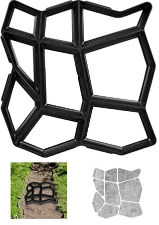 Relaxdays Molde para Hormigón, Forma Irregular, Plantilla Cemento, Pavimentación Caminos o Entrada, 4 x 42 x 42cm, Negro