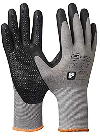 Gebol Multi Flex Touch | Arbeitshandschuhe für den Touchscreen | Nitrilhandschuhe mit Noppen für Herren | Größe XL (Gr 10) | Grau | 1 Paar