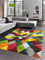CARPETIA Abstrakter Teppich Wohnzimmer modernes buntes Rautenmuster Design orange gelb grün - pflegeleicht Größe 160x230 cm