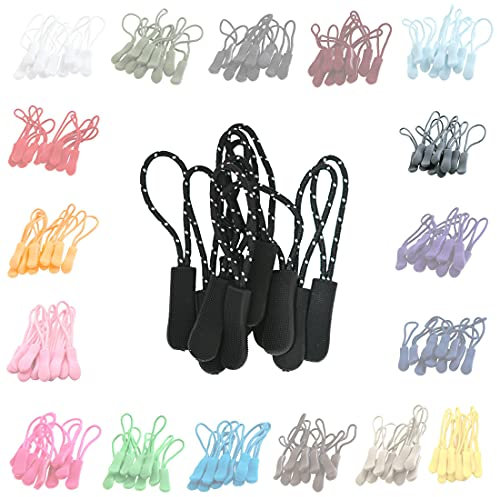 10 Zipper-Schlaufen 70 Farben Reißverschluss-Anhänger Reißverschluss-Verlängerung Pull Anhänger, Farbe:schwarz weiße Punkte