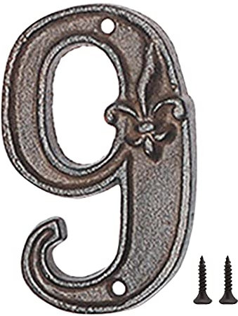 Zayookey Numeri Civici Esterni 12 cm (4,72 pollici) Numero di Indirizzi di Casa Antiquariato Numeri delle Cassette Postali Metal House Numbers con 2 Viti (Numero 9)