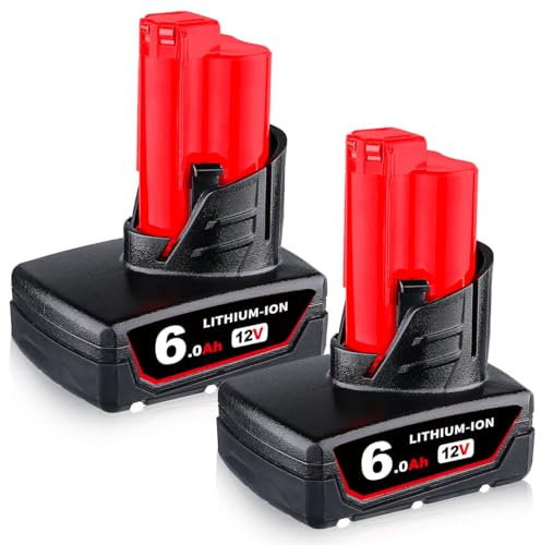 DASNITE 2 Stück 12 Volt 6Ah Lithium Ersatzakku für Milwaukee M-12 Akku 12V 48-11-2410 48-11-2420 48-11-2411 48-11-2401 48-11-2402 Kompatibel mit Milwaukee 12V Akku-Werkzeugen