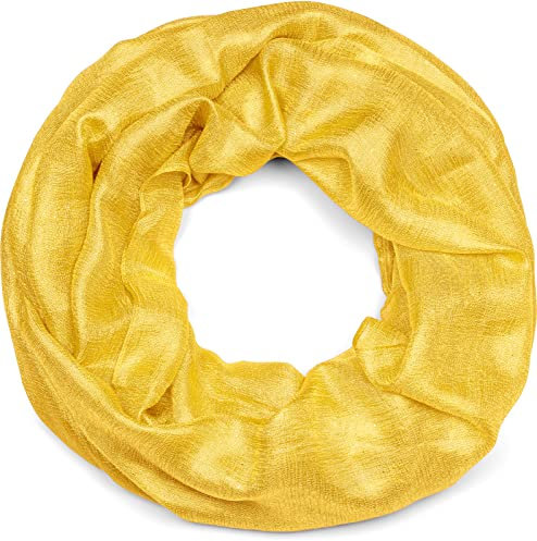 styleBREAKER Damen Loop Schal leicht und seidig mit Glitzer in Unifarben, Schlauchschal, Tuch 01016214, Farbe:Gold