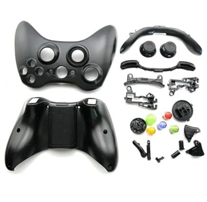 CARCASA COMPLETA PARA MANDO MICROSOFT XBOX 360, INALAMBRICO BOTONES, COLOR NEGRO