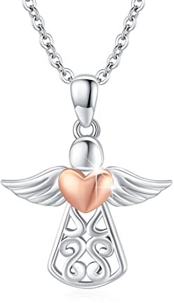 OHAYOO Engel Kette Damen 925 Sterling Silber Schutzengel Kette Engel Anhänger Halskette für Damen Engel Schmuck Geschenke für Damen Mädchen