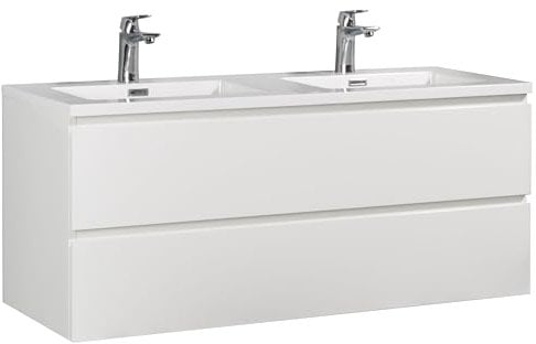 Badplaats B.V. Meuble de Salle de Bain Angela 120 cm Blanc Brillant - Armoire de Rangement Meuble lavabo evier Meubles