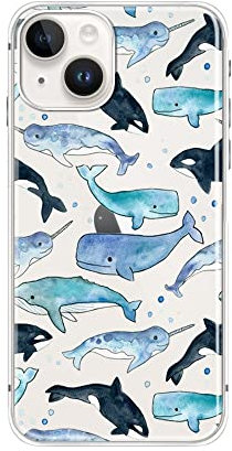 FancyCase Compatible with iPhone 14 Case (6.1inch)-Cute Dolphin Design Cool Whale Style Ocean Animal Fish Pattern Flexible TPU Protective Clear Case (Various Sea Life)