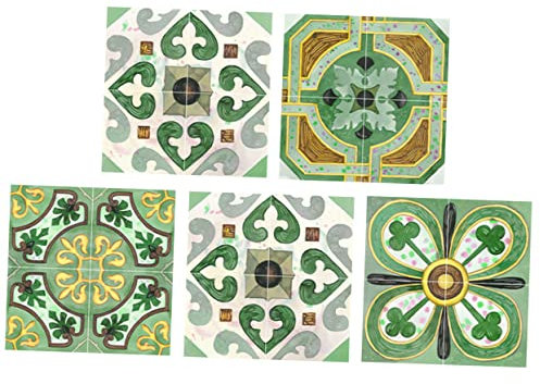 Veemoon 5stücke Fliesenaufkleber Für Wand Und Boden Und Leicht Zu Reinigen Selbstklebend Einfach Zu Schneiden Und Aufzukleben Geeignet Für Küche Und Bad Mit Vintage-mustern