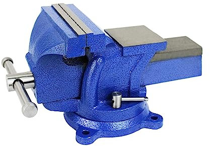 HFS (R) Robuster Schraubstock, Tischklemme, 360° drehbarer Sockel mit Schloss, große Amboss-Oberseite (15,2 cm)