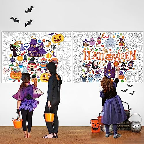 Riesiges Halloween-Poster zum Ausmalen, großes Malposter für Kinder, große Jumbo-Malvorlagen, Basteln für den Unterricht, Heimaktivitäten, Kindergeschenke, Halloween-Partyzubehör (110 x 80 cm), 2