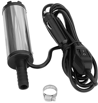 Oranges Autoparts 24V Oil Fuel Diesel Transfer Pump, 38mm Submersible Pump, Stainless Steel ON/OFF Switch Diesel Fuel Transfer Pump 3M Cable with Cigarette Plug for Car Motorbike Boat