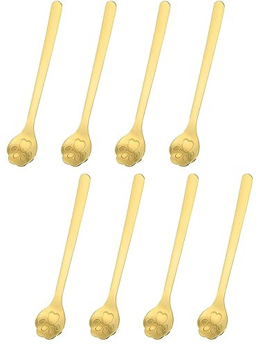 uxcell Lot de 8 cuillères à café en acier inoxydable en forme de patte de chat de 15,2 cm pour thé, crème glacée, sucre, café, dessert, doré
