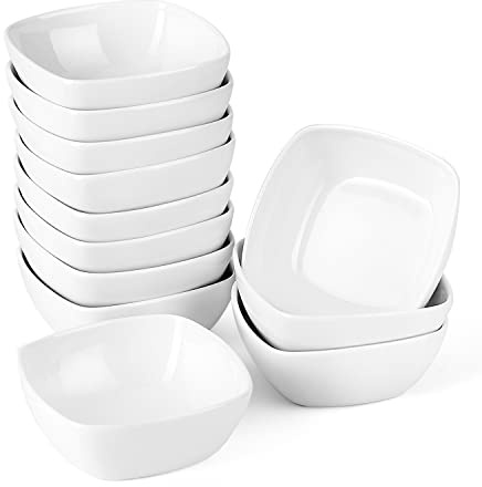 MALACASA 5 oz Porcelain Dip Bowls Set, 12 Pack Dipping Sauce Dishes, Charcuterie Bowls, Stackable Ramekins for Pudding, Souffle, Creme Brulee, Dessert, Snack, Charcuterie Boards accessories, Oven Safe