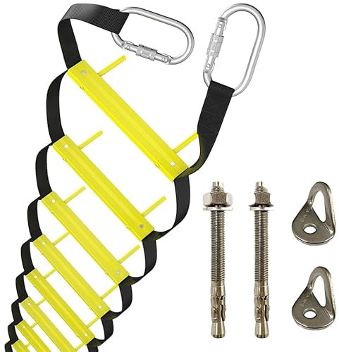 Certified Fire Ladder 8m 3-Story with Fixing Anchors | Emergency Escape Ladder for Home 3 Floor | Portable, Foldable and Compact | Wall Mounted Emergency Ladder | Reusable Fire Rescue Ladders