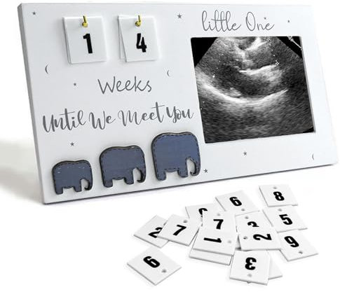 Qivine Baby Bilderrahmen, Ultraschallbilder Aufbewahren mit Countdown Wochen Schwangerschaft, Ultraschall Bilderrahmen Schwangerschaft, Geschenke für Werdende Mamas