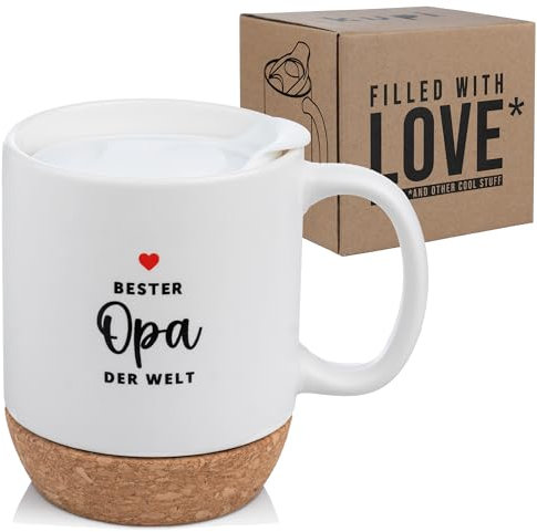 kupi Geschenke für Opa Geschenk | Bester Opa Geschenke Kaffeetasse | Geburtstagsgeschenk Opa Tasse mit Spruch | 350ml Teetasse mit Deckel