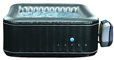 JUNG Aspen Whirlpool aufblasbar eckig, 4 Personen SPA Selbstaufblasend, beheizter Pool Outdoor & Indoor, 168x168cm, 110 Wellness Luftdüsen