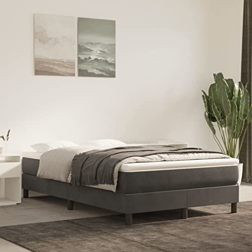 Festnight Boxspringbett 120x200 mit Matratze Polsterbett 120x200 Doppelbett Bett ohne Kopfteil Dunkelgrau Taschenfederkernmatratze Samt Boxspringbett mit Matratze Bett mit Matratze Bett mit Lattenrost