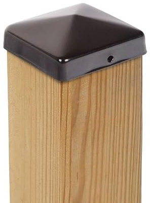2 x PFOSTENKAPPE PYRAMIDE STAHL SCHWARZ PULVERBESCHICHTET 141 x 141 MM
