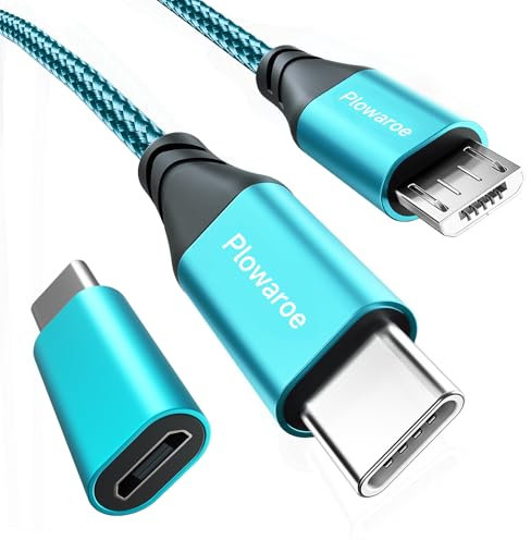 USB C auf Micro USB Kabel 1M USB C to Micro USB Adapter USB Typ C auf Micro Kabel USB C zu Micro Ladegerät Kabel Android Ladekabel Kompatibel für Samsung Galaxy S20/S9/S9+/S10, Huawei, HTC, LG