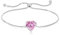 YL Damen Herz Armband 925 Sterling Silber Weißgold Plattiert Armband Oktober Geburtsstein Rosa Turmaline Schmuckgeschenke für Mutter Freundin Frau