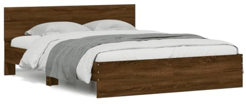 ZQQLVOO Betten, bettrahmen & lattenroste Schrankbett Polster kopfteil Bettgestell mit Kopfteil Braun Eiche-Optik 150x200 cm