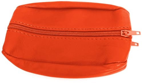 Charmoni - Portefeuille Homme - Top qualité - Fermeture éclaire - Porte-Monnaie - Cuir véritable - pour Poches Pantalon ou Veste (Orange (Grand))