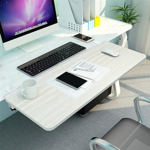 Ergonomics Desk Extender - Foldable Keyboard Tray Under Desk for Computer Elbow Arm Support - Wood Tray Pull-Out System with Clamp Mount and Table Mount Armrest Shelf - Home Office Accessory