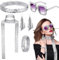 Disco-Halskette, Disco-Schmuck für Frauen der 70er Jahre | 70er-Jahre-Disco-Accessoires Damen-Kostümschmuck - Stirnband, Paillettenhalsband, Armband, Ohrringe für Weihnachtsfeier, Festival, Geburtstag