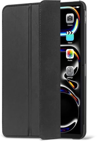 DECODED Schutzhülle für iPad Pro 13 Zoll, Modell 2024 (M4), unterstützt Pencil Pro und Pencil, Auto Wake/Sleep, Trifold Stand, Premium Silikon Smart Folio Cover, Schwarz