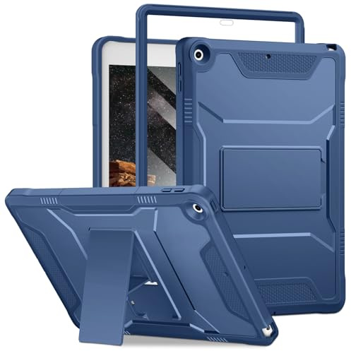 DTTO Hülle für iPad 9 8 7 Generation hülle 10,2 Zoll, langlebige stoßfeste Ganzkörperschutzhülle mit integrierter Displayschutzfolie, Marineblau
